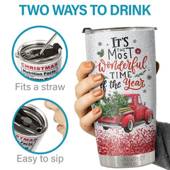 It's The Most Wonderful Time Of The Year - Tumbler - Christmas Gift For Family. Couple. Friends. Christmas Decoration. Holiday Gift