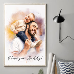 Custom Photo Vertical Poster - Personalized Father's Day Birthday Gifts For Dad. Grandpa - Forever Thankful For Dad's Love