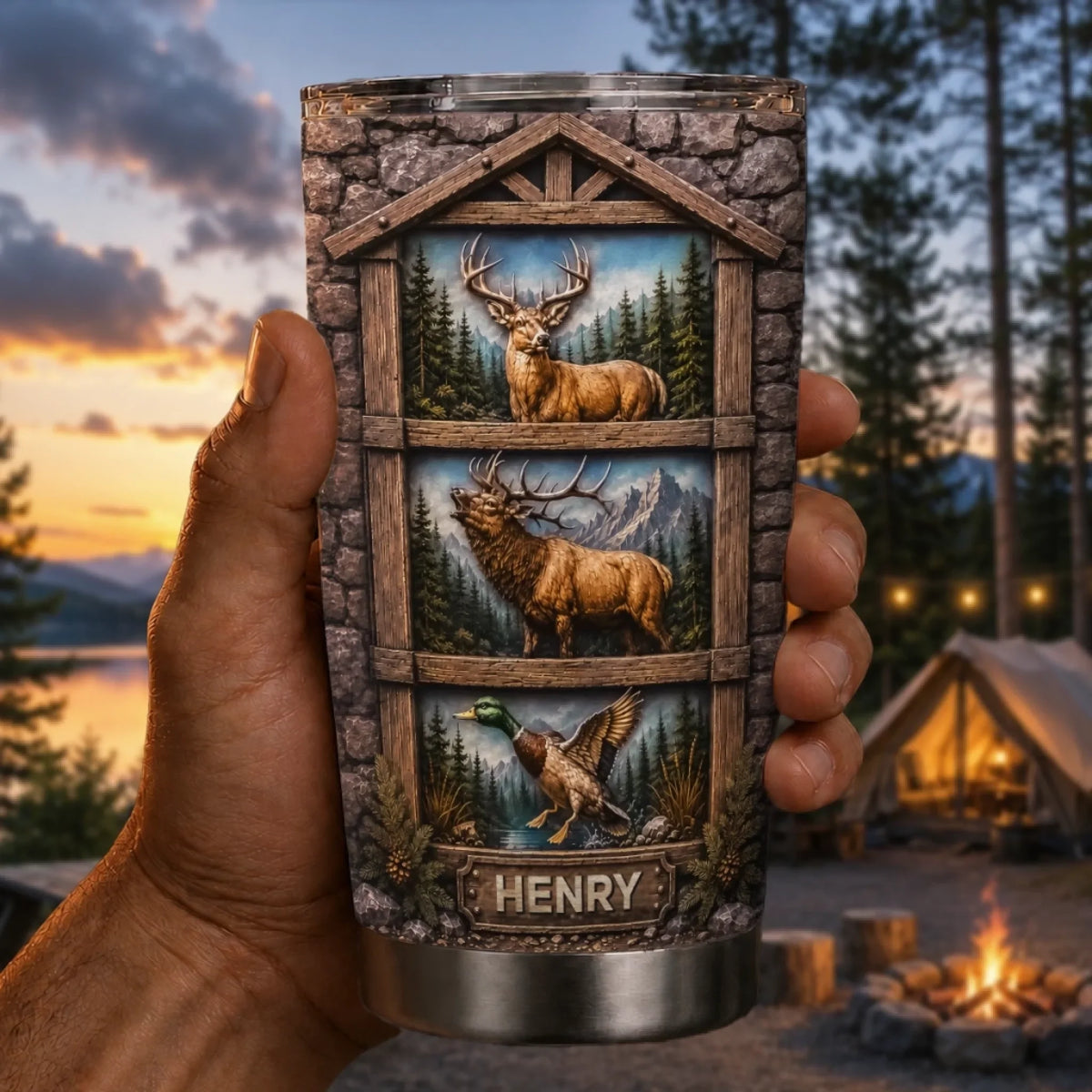 Custom Tumbler - Personalized Birthday Hunting Gifts For Hunters. Husband. Son. Grandson. Brother. Grandpa. Dad. Yourself - Born To Hunt And Explore
