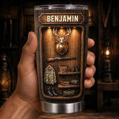 Custom Tumbler - Personalized Birthday Hunting Gifts For Hunters. Husband. Son. Grandson. Brother. Grandpa. Dad. Yourself - Born To Hunt Wild
