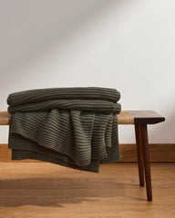 Organic Rib Knit Throw (Thyme)