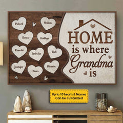 Home Is Where Mom Is - Gift For Mom. Grandma - Personalized Horizontal Poster
