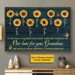 If We Had A Flower For Every Time We Thought Of Our Love For You. We Would Walk Within A Garden Forever - Gift For Mom. Grandma - Personalized Horizontal Poster