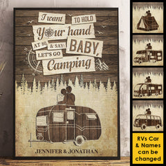 I Wanna Hold Your Hand At 80 & Say Baby Let's Go Camping - Gift For Couples. Husband Wife. Personalized Vertical Poster