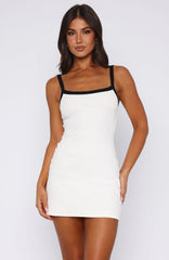 In This Moment Ribbed Mini Dress White/Black