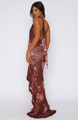 Let It Ride Halter Maxi Dress Burnt Umber