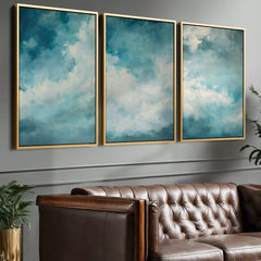 Blue Drifting Clouds Set of 3 Prints