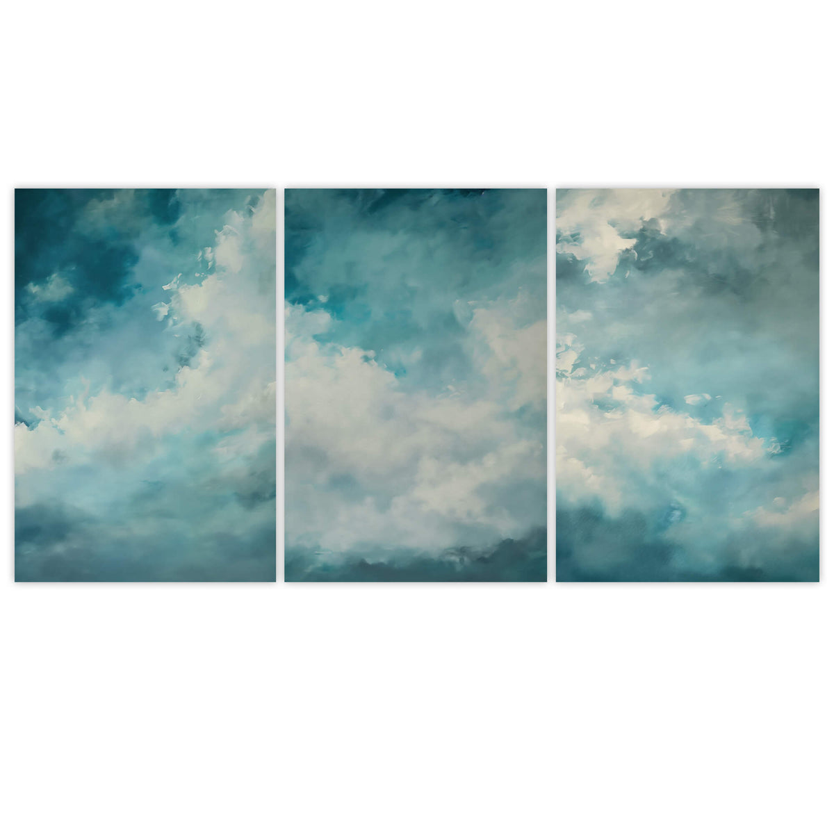Blue Drifting Clouds Set of 3 Prints