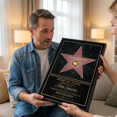 Dad Star Of Fame - Family Personalized Custom Vertical Canvas - Mother's Day. Father's Day Birthday Gifts For Mom. Dad