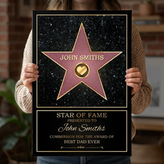 Dad Star Of Fame - Family Personalized Custom Vertical Canvas - Mother's Day. Father's Day Birthday Gifts For Mom. Dad