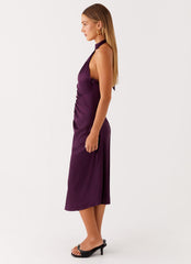 Casta Halterneck Midi Dress - Plum