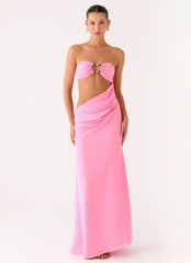 Falling Forever Strapless Beaded Maxi Dress - Pink