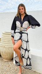 Cheyenne Long Sleeve Maxi Dress - Black