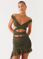 Ivy Whisper Mini Dress - Khaki