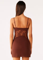 Jordanna Lace Mini Dress - Chocolate