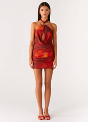 Midnight Ember Mini Dress - Scarlet Blur