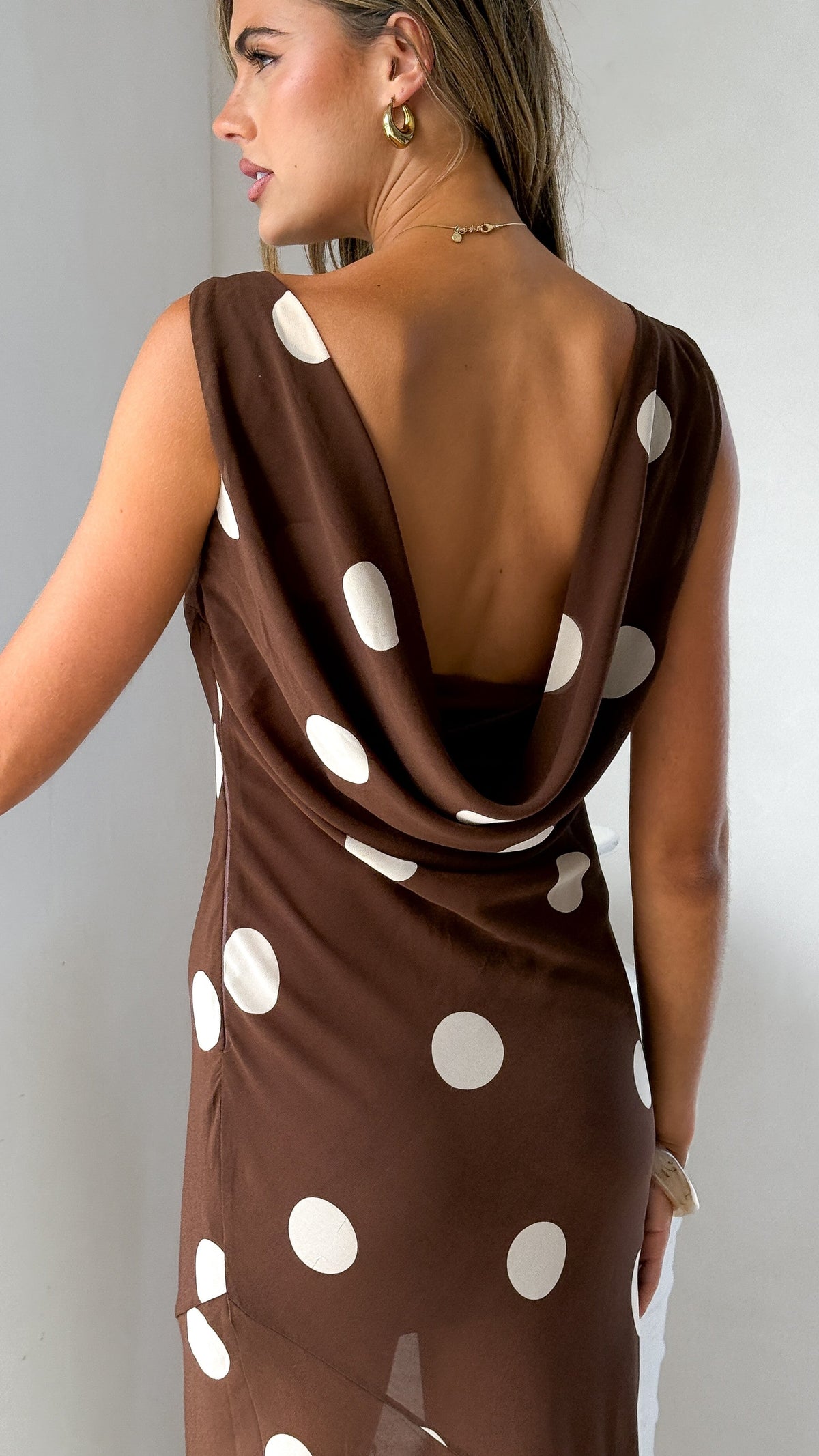 Beverly Maxi Dress - Chocolate/Cream Polka Dot