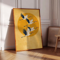 Sun Crested Cranes Print