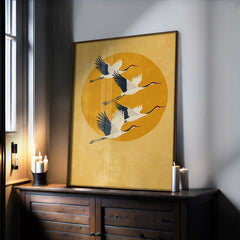 Sun Crested Cranes Print