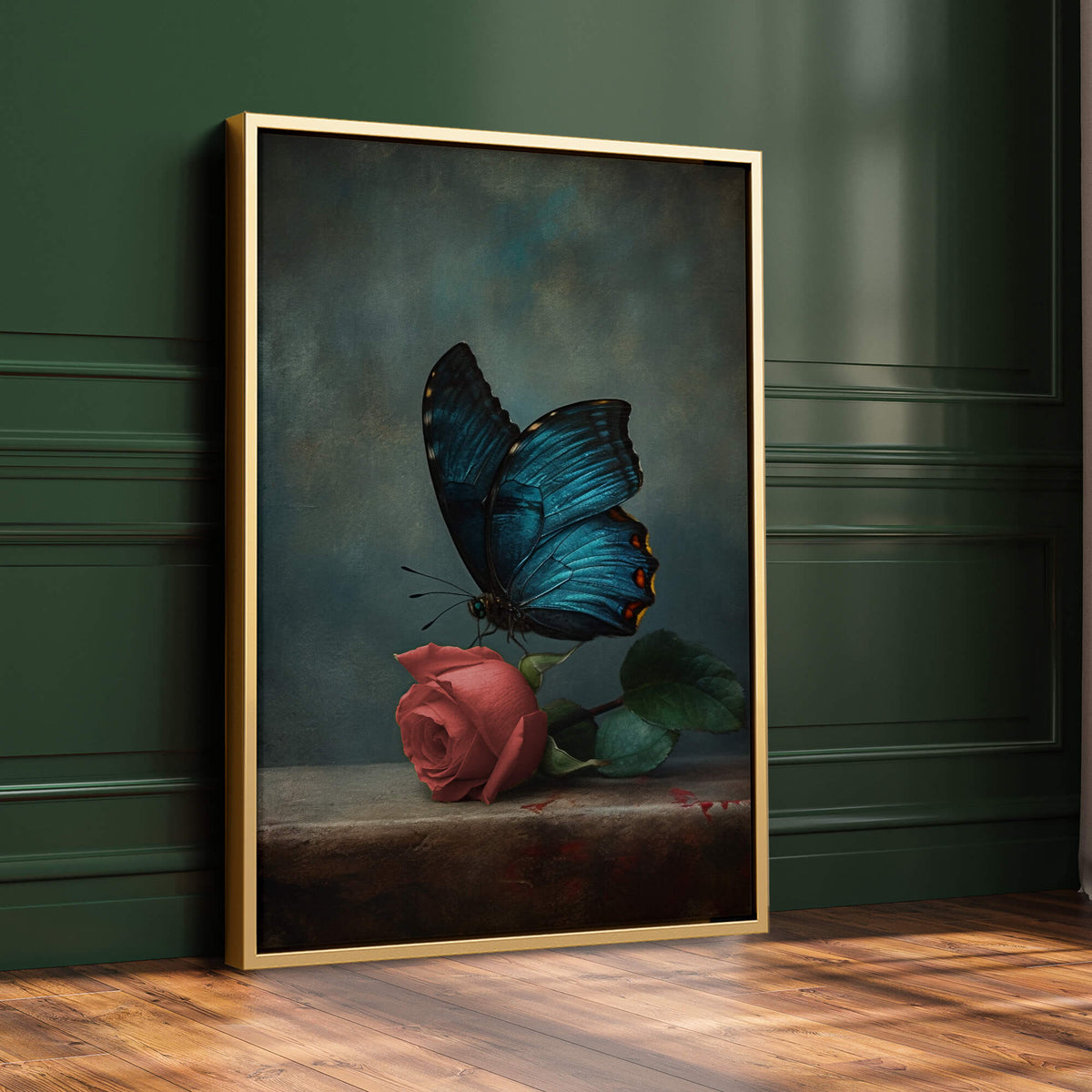 Red Rose and Butterfly Print