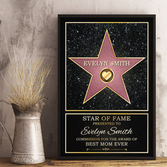 Star Of Fame. Best Mom. Best Dad Of The Year - Family Personalized Custom Vertical Poster - Mother's Day. Father's Day. Birthday Gift For Mom And Dad