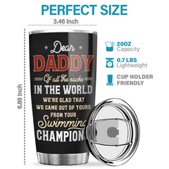 We're Glad That We Came Out Of Yours - Family Personalized Custom Tumbler - Father's Day. Birthday Gift For Dad