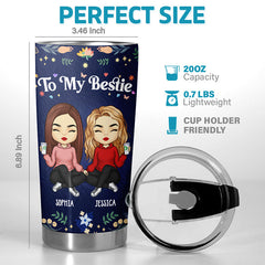 Because Of You I Smile A Lot More - Bestie Personalized Custom Tumbler - Gift For Best Friends. BFF. Sisters
