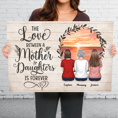 Mother And Children Forever Link Together - Family Personalized Custom Horizontal Canvas - Mother's Day. Birthday Gift For Mom