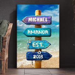 Love You To The Beach And Back - Couple Personalized Custom Vertical Canvas - Gift For Husband Wife. Anniversary
