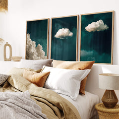 Teal Clouds Set of 3 Prints