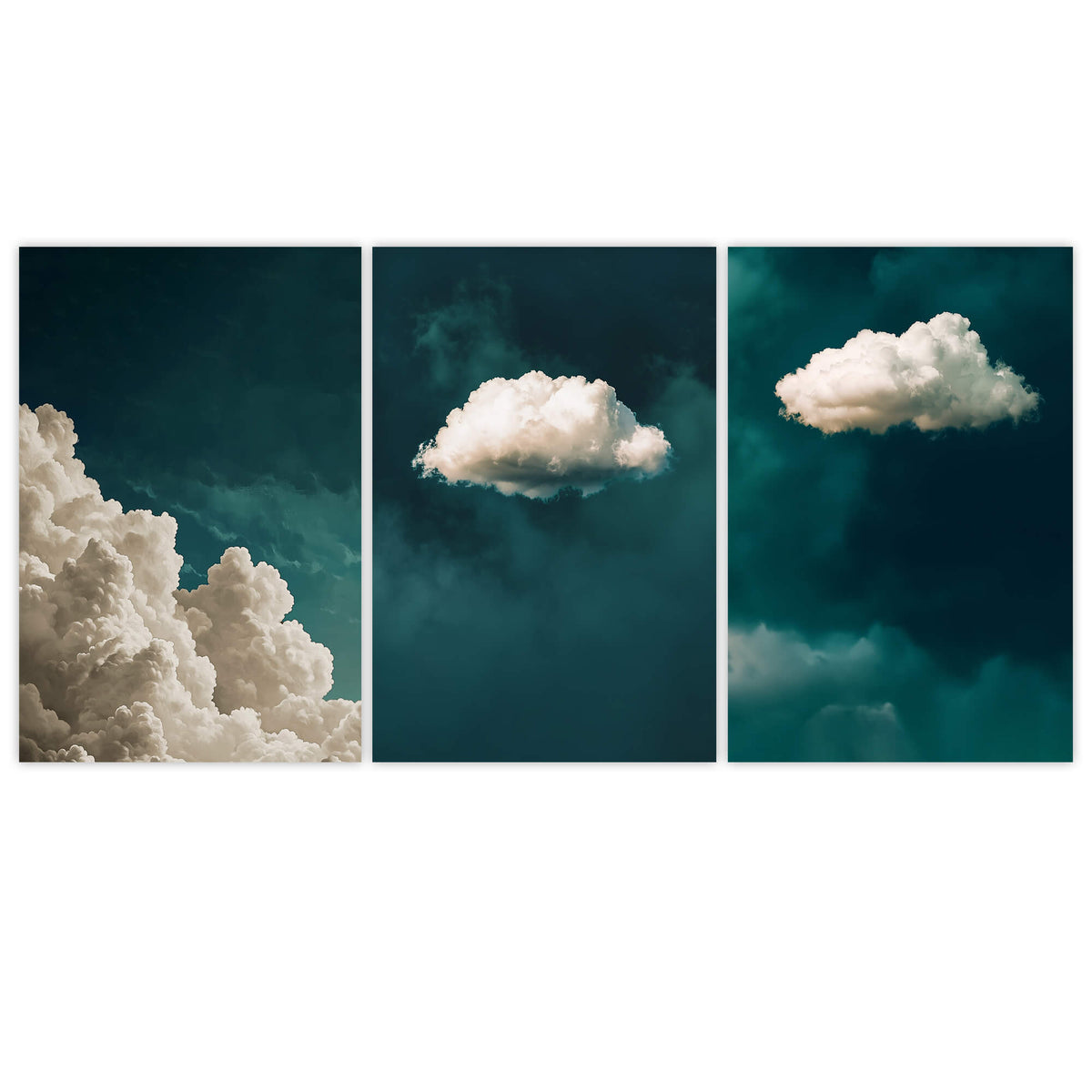 Teal Clouds Set of 3 Prints