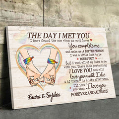 You Complete Me And Make Me A Better Person - Couple Personalized Custom Horizontal Canvas - Gift For Husband Wife. Anniversary. LGBTQ+