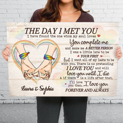 You Complete Me And Make Me A Better Person - Couple Personalized Custom Horizontal Canvas - Gift For Husband Wife. Anniversary. LGBTQ+