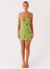 Vietta Sequin Cami Mini Dress - Lime