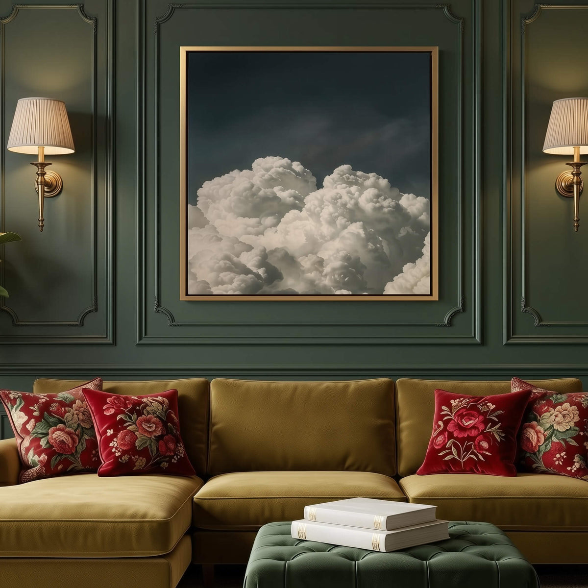 Vintage Billowing Clouds Square Print
