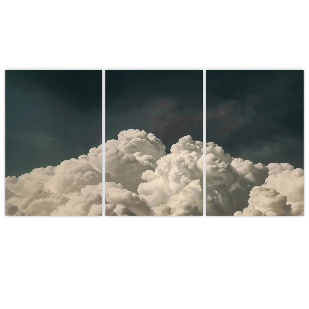Vintage Billowing Clouds Set of 3 Prints