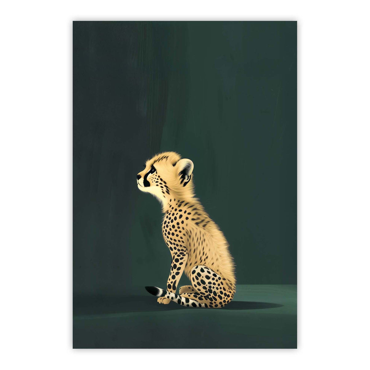 Yellow Cheetah Cub on Green Print