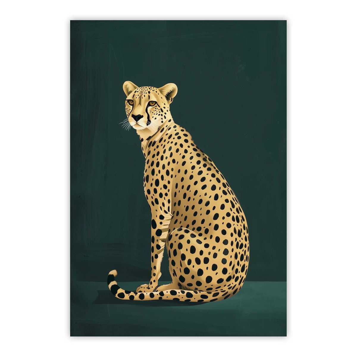 Yellow Cheetah on Green No2 Print