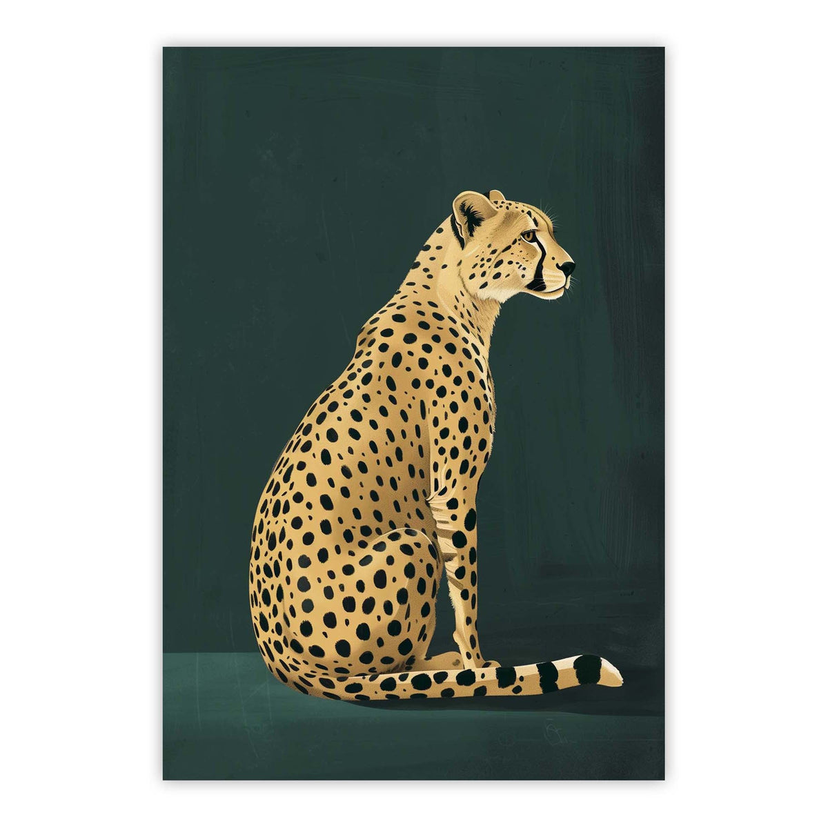 Yellow Cheetah on Green Print