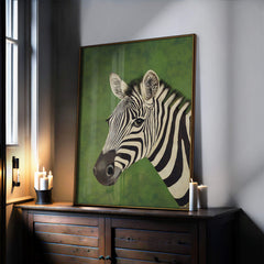 Zebra on Green Print