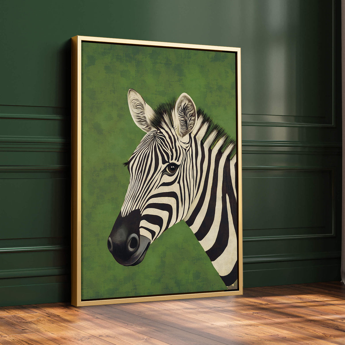 Zebra on Green Print
