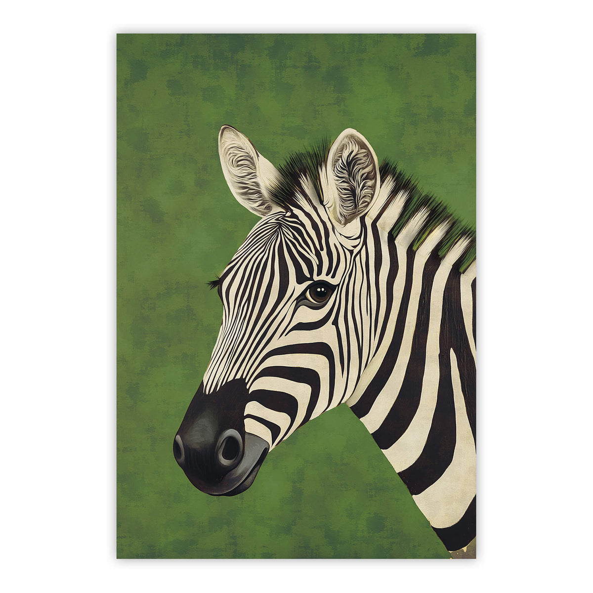 Zebra on Green Print