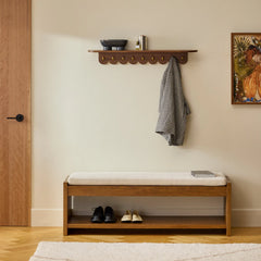 Shelly 38" Shelf and Coat Rack - Brass and Walnut