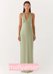 Heavy Hearted Satin Maxi Dress - Sage