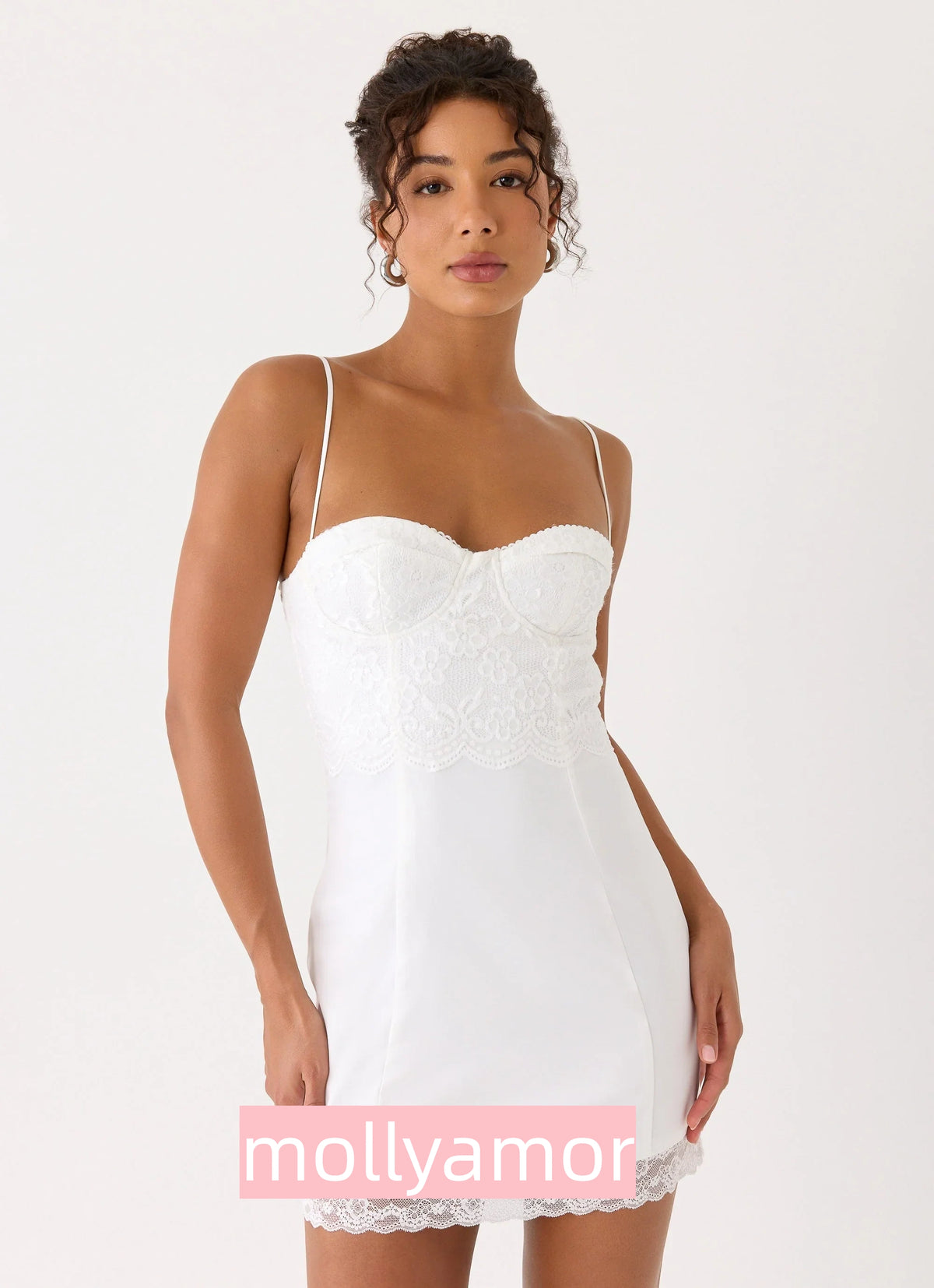 Aloura Lace Mini Dress - White