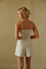 Chelsea Faux Leather Strapless Bustier Top