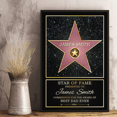 Star Of Fame. Best Mom. Best Dad Of The Year - Family Personalized Custom Vertical Poster - Mother's Day. Father's Day. Birthday Gift For Mom And Dad