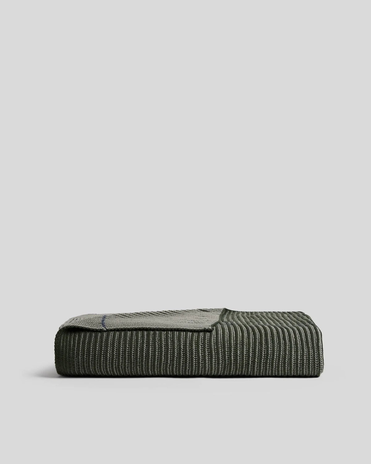 Organic Two Tone Rib Knit Throw (Moss and Evergreen)