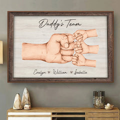 Daddy & Kids. Together We're A Team - Family Personalized Custom Horizontal Poster - Father's Day. Birthday Gift For Dad