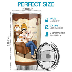 A Woman Cannot Survive On Coffee Alone - Dog & Cat Personalized Custom Tumbler - Birthday Gift For Pet Owners. Pet Lovers